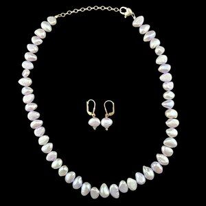 Freshwater Pearl Necklace & Lever Back Earring Set